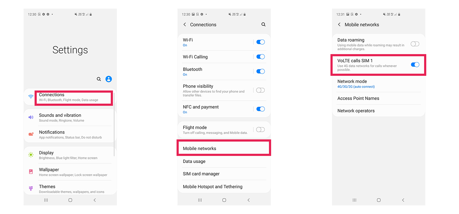 Update Android VoLTE settings